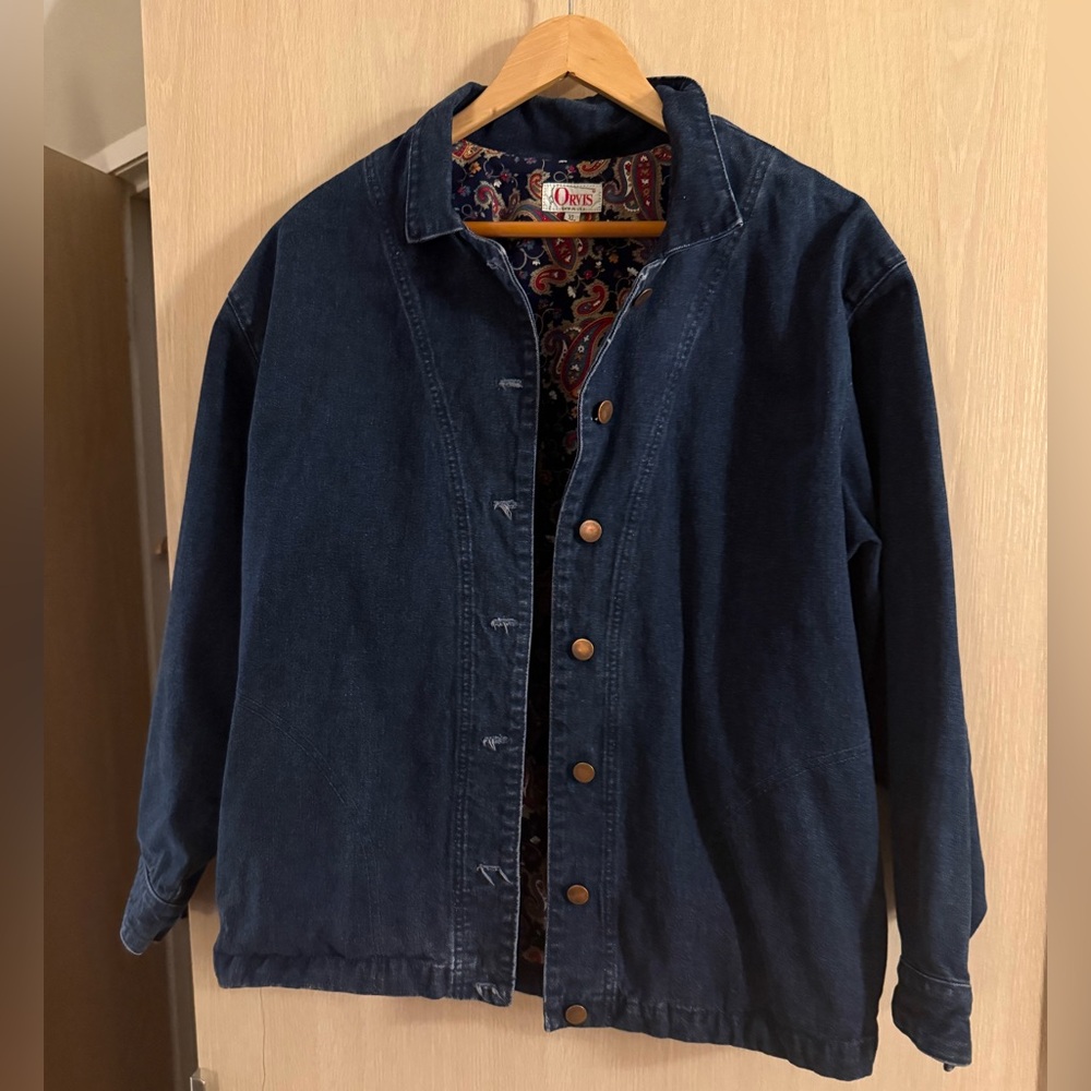 Orvis Men’s XL Denim Jacket – Paisley Lined, Classic Casual Style